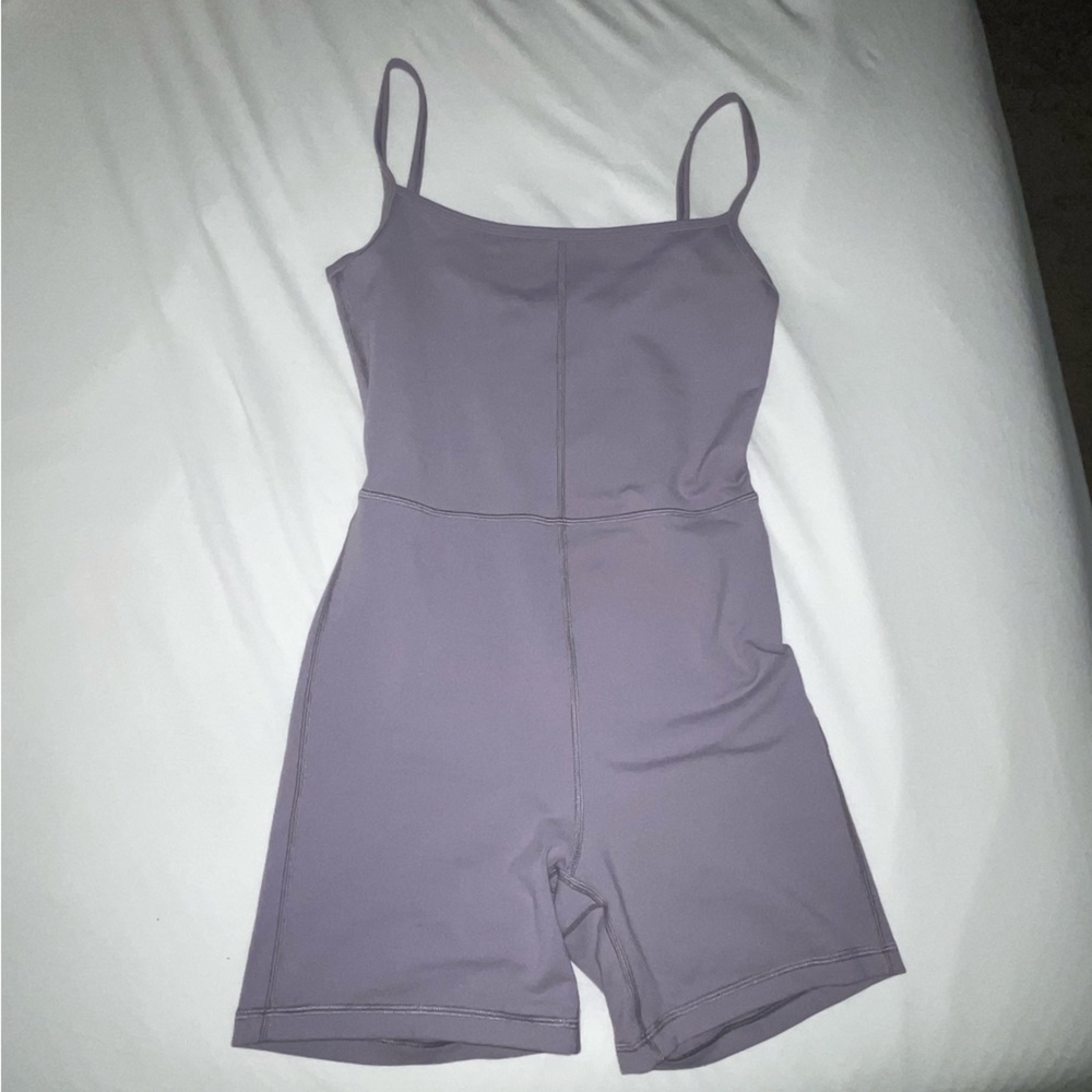 Aritzia 5” Divinity Romper in Purple Slate